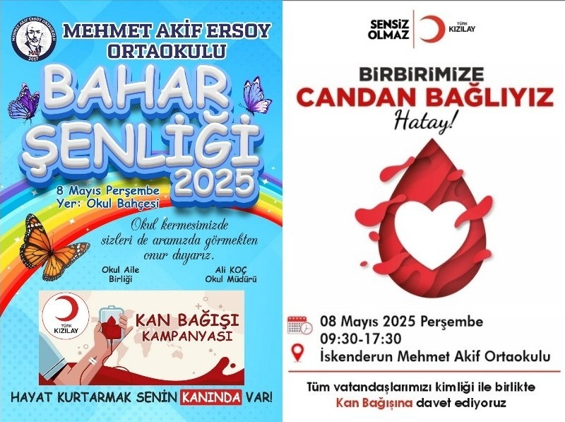 Mehmet Akif Ersoy Ortaokulu’nda bahar şenliği ile kan bağışı etkinliği düzenlenecek