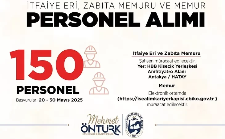 BÜYÜKŞEHİR 150 MEMUR ALIMI YAPIYOR.