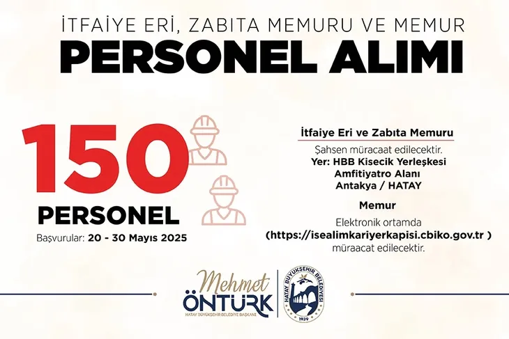 BÜYÜKŞEHİR 150 MEMUR ALIMI YAPIYOR.